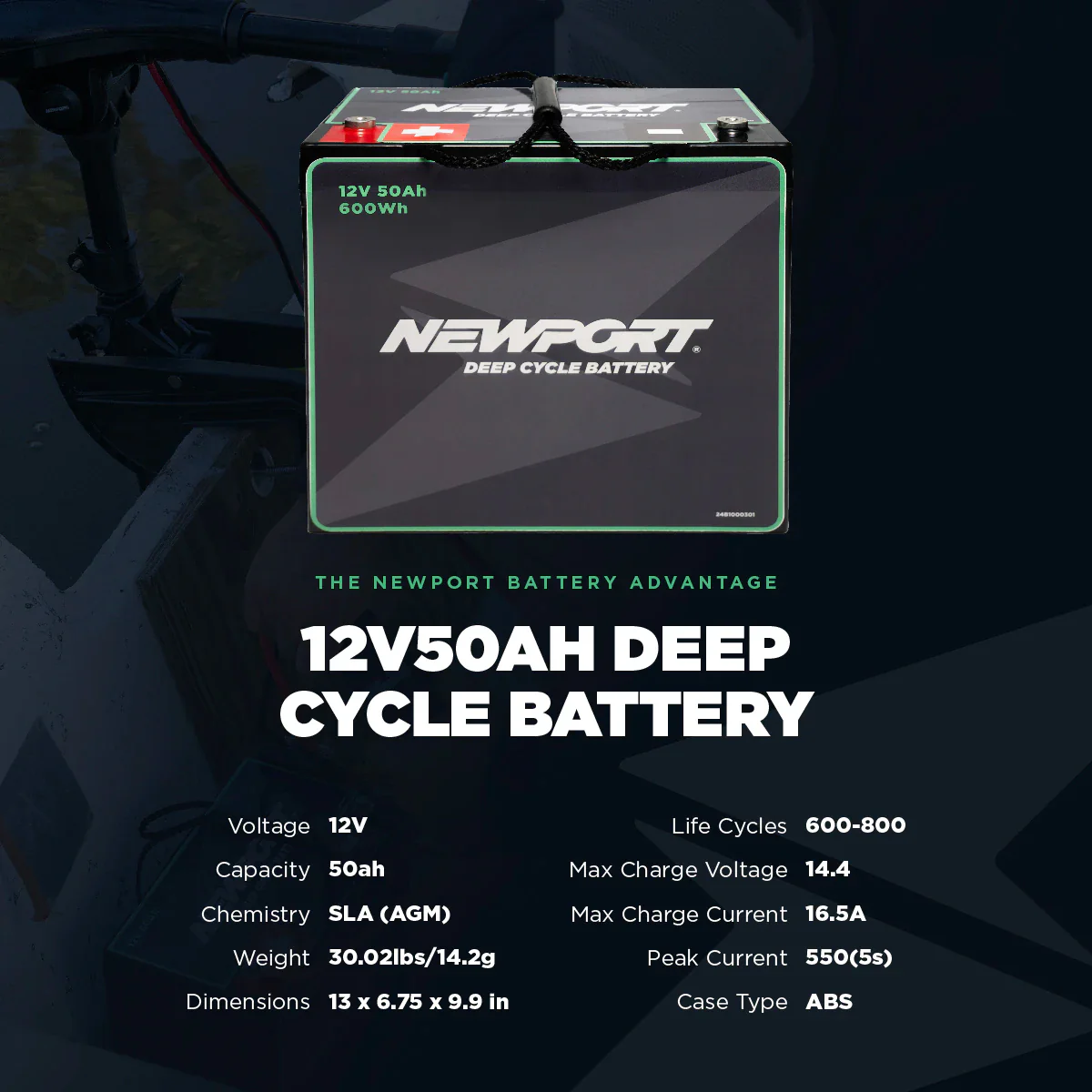 12V 50Ah Deep Cycle Marine Battery - Image 5